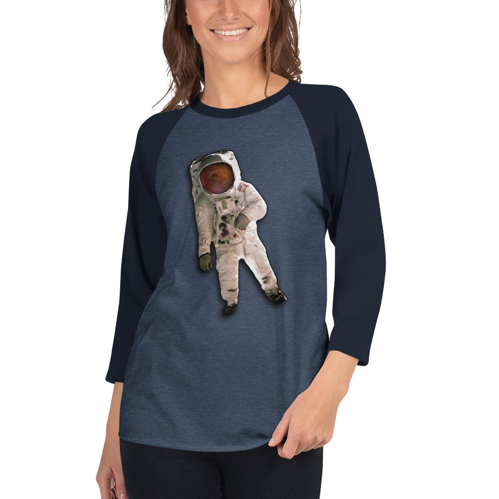 Space Cat Astronaut (no background) 3/4 sleeve raglan shirt