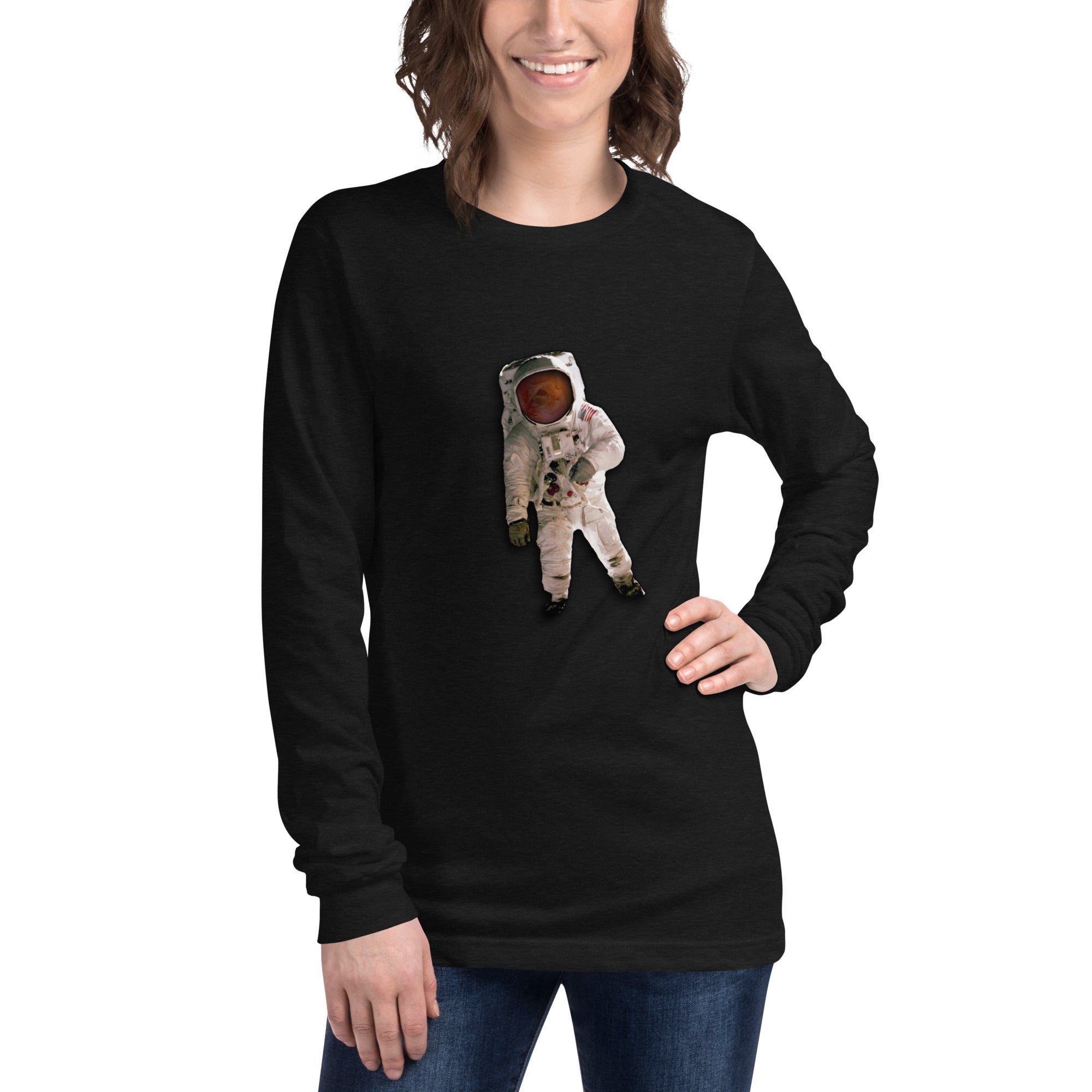 Space Cat Astronaut long sleeve t-shirt (no background)