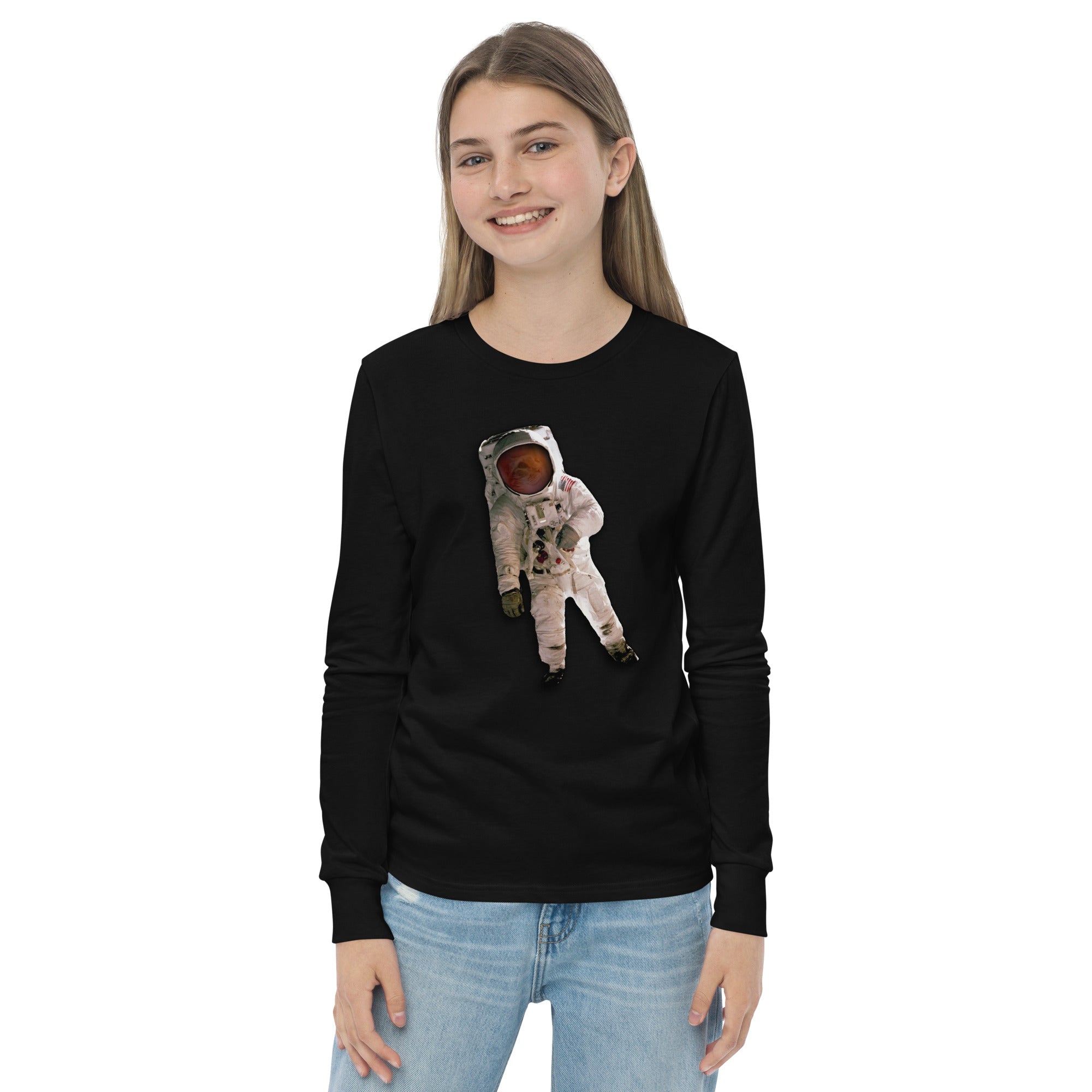 Space Cat Astronaut long sleeve t-shirt (no background)